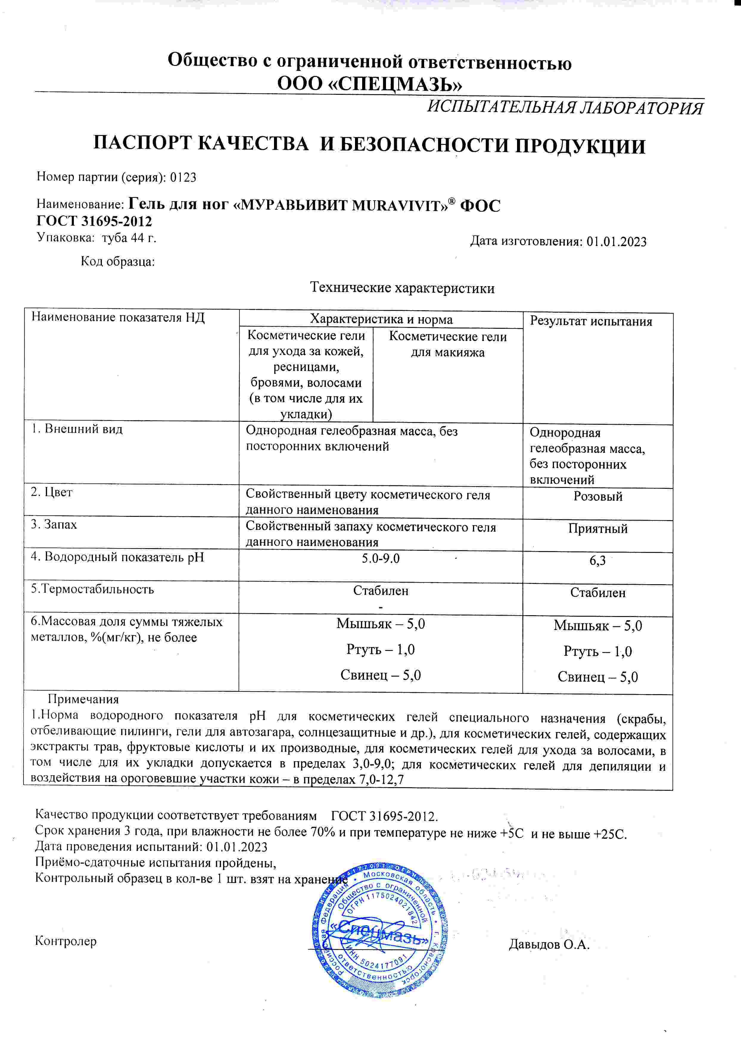 Паспорт №012023